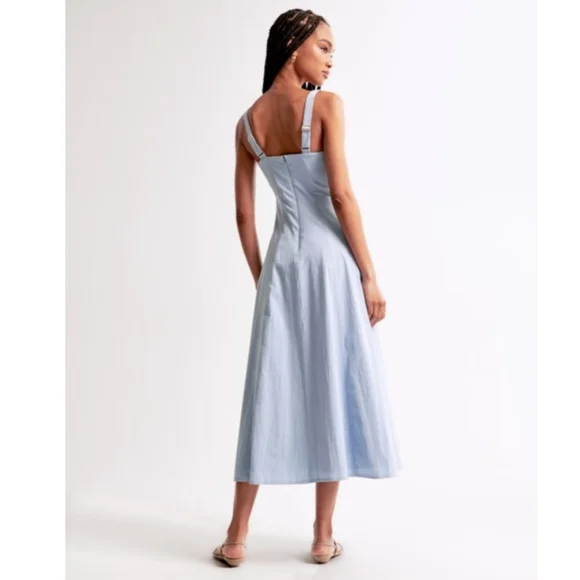 Abercrombie & Fitch blue square neckline midi dress - Picture 3 of 9